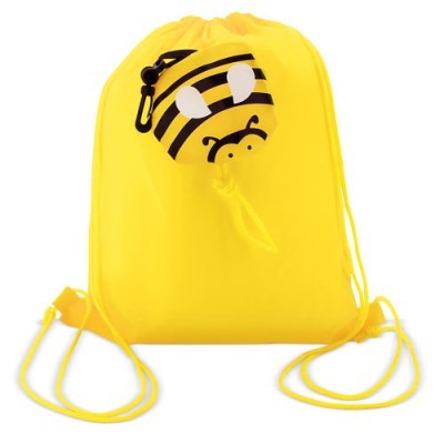 Mochila plegable con forma de abeja serigrafiada